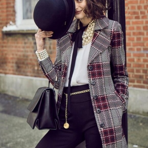 CABI SOVEREIGN PLAID CHIC TRENCH COAT CLEAN GIRL MODERN VSCO SMALL - Picture 2 of 13